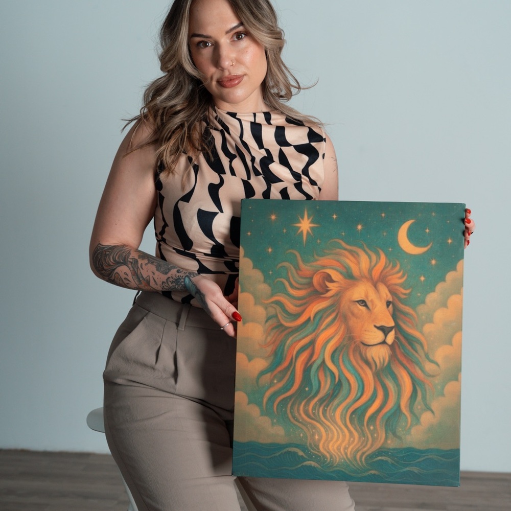 Lion Art Print with Celestial Design